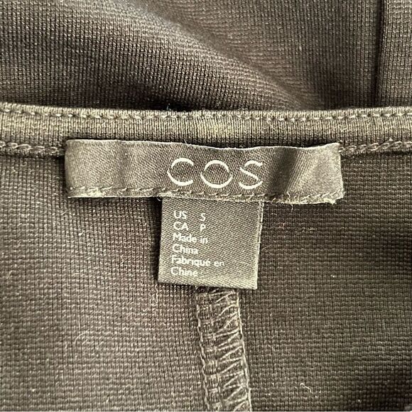 COS Black Wool and Jersey Swing Mini Dress Size Small Trapeze Long Sleeve - Picture 9 of 9